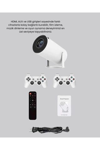 Projeksiyon Cihazı 4k Destekli Kablosuz Bağlantılı Bluetooth 5.0