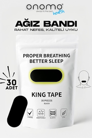 Health Ağız Bandı Siyah Horlama Önleyici Ağız Kapama Hipoalerjenik Uyku Bandı 30'lu