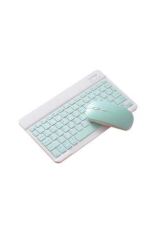 Geeksen Sk-030 10 İnç Bluetooth Klavye Ve Fare Seti - 78 Tuşlu İnce Tasarım, 3 Dpı Ayarlı, Çoklu Sistem Uyumlu, Şarj Edilebilir Yeşil Diğer