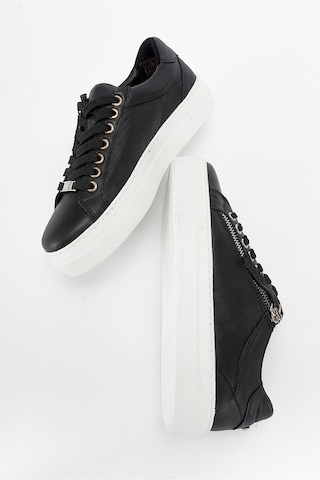 Luvishoes Berly Siyah Hakiki Deri Kadın Sneakers Siyah