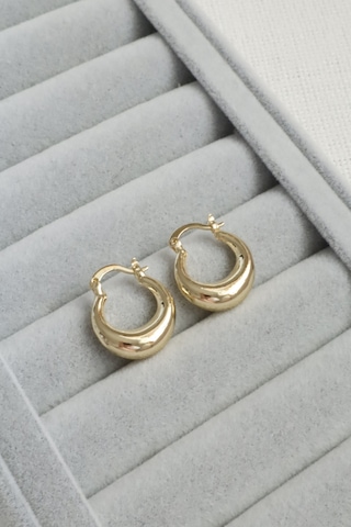 Kadın Küpe Kararmaz 14k Renk Vip Seri Yarım Bagel Model 2cm Küpe Altın