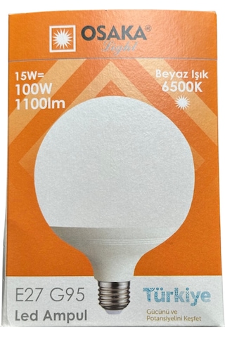 Osaka 15w 100w 6500k Beyaz Işık E27 Duylu G95 Led Glop Ampul 2 Adet