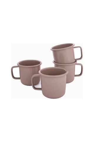 Barebones Rolled Enamelware Mug 4 Lü Toz Pembe Emaye Kupa