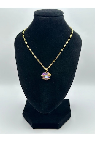 Arnes Jewelry Çelik Zirkon Taşlı Kalpli Kolye Ar478nes Gold