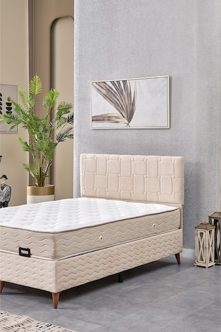 Evdemo Vizyon Çift Kişilik Baza Başlık Yatak Seti Krem 150 200 150 x 200