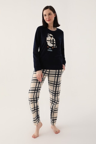 Arnetta Cute Penguins Lacivert Kadın Uzun Kol Pijama Takım