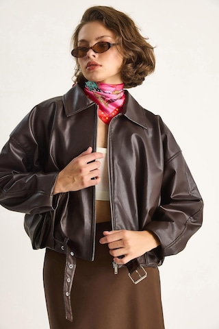 Shade Kadın Oversize Tokalı Deri Ceket 3137 60284058 - Kahve
