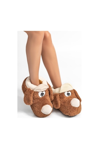 Twigy Didi Kadın,Garson Boy Hayvanlı Panduf Kahverengi 36/41 YY0280 Kahverengi