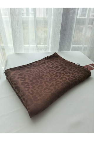 Laurel Scarf Leopar Desen Pamuk Ayrobin Jakar Şal Kahverengi