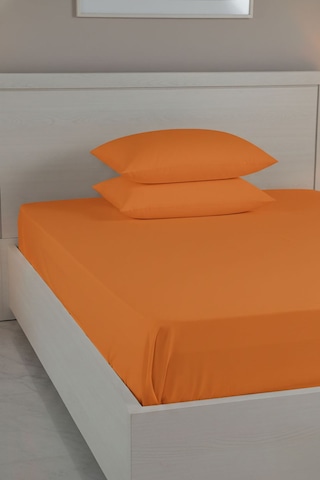 %100 Pamuk Ranforce Premium King Size Lastikli Çarşaf Seti - Turu Turuncu