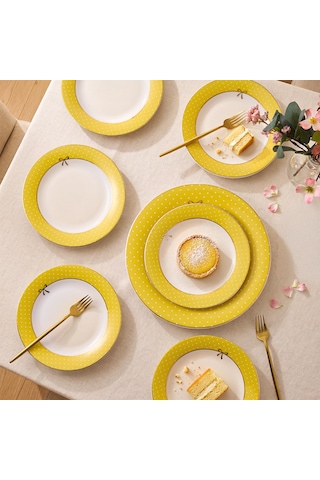 Aryıldız Nila 7 Parça 6 Kişilik Pasta Takımı Sarı Çok Renkli