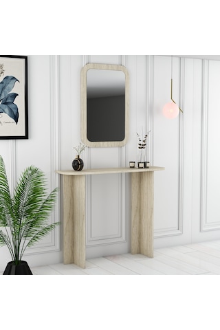 Parma Aynalı Makyaj Masası - Traverten Traverten