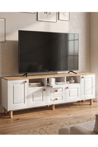 Life Tv Ünitesi %100 Mdf Beyaz - Meşe