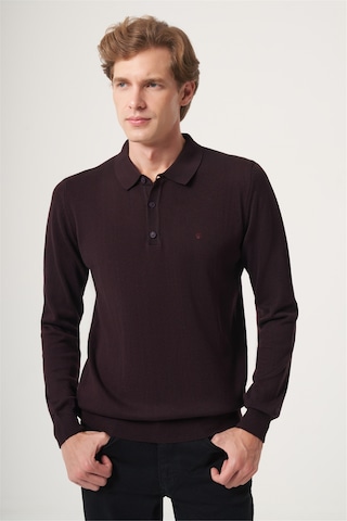 İmza Mor Polo Yaka Uzun Kol Örme Comfort Fit Pamuklu Kazak 1012265007 Açık Mor