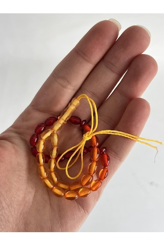 Oval Kesim Kokulu Toz Kehribar Tesbih 33lük 5mm A012