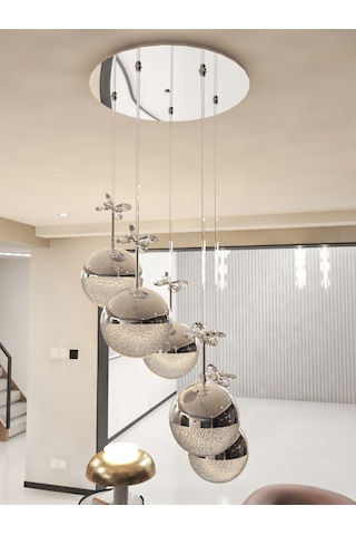 Solis Enerji Tasarruflu Modern Ve Lüks Gümüş 5'li Led Avize