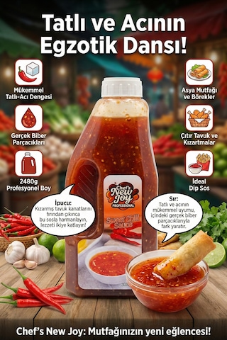 Chefs New Joy Sweet Chili Sosu Tatlı Biber Sosu Sweet Chili Sauce 2480 G