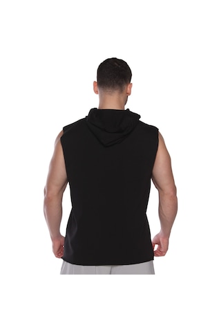 Musclecloth Training Club Kapüşonlu Kolsuz Sweatshirt Siyah Siyah
