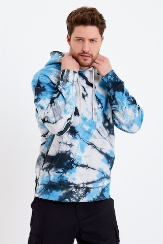 JAHR MARC Mavi Batik Yıkamalı Oversize Erkek Sweatshirt Mavi
