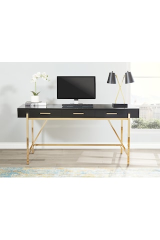 Mandy Gold Metal Siyah Çalışma Masası