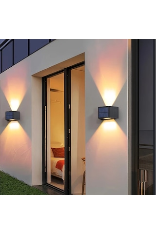 Xuweiwei 2 Adet Sıcak Işık Güneş Led Duvar Lambası Ayarlanabilir Aydınlatma Dış Mekan Bahçe Teras Modern Villa Peyzaj Işığı