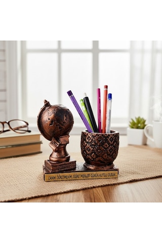 Dünya Tasarımlı Kalemlik - Öğretmenler Günü Hediyesi