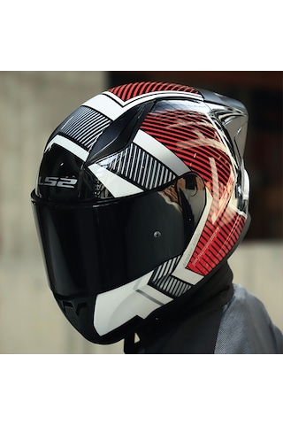 Siyah Cam + Ls2 Rapid 2 Race Extra Kask Beyaz - Kırmızı