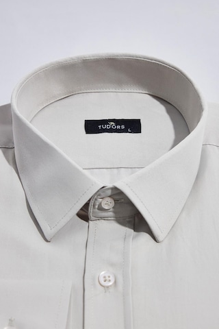 Tudors Erkek Modern Slim Fit Pamuklu Düz Bej Gömlek-32867 Bej