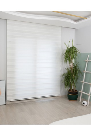 İncilifehome İcl780 Mikro Pliseli Zebra Stor Perde Kırık Beyaz Alüminyum Kasalı Kırık Beyaz