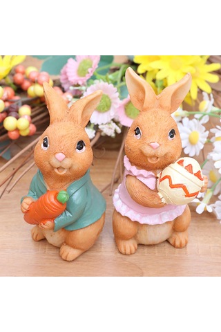 2pcs Paskalya Tavşanı Figürine Süsler, Şenlikli Atmosfer Ekleme Masa Masası Centerpieces Callyard Bahçesi Ev Dekorasyonu