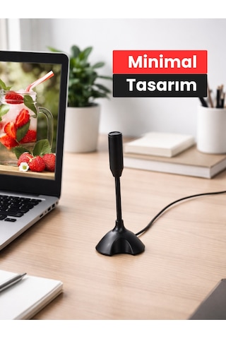 Pc Laptop Uyumlu Oynar Başlıklı Masaüstü Mikrofon 3.5mm Aux