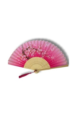 Beluga Yelpaze Bambu Kumaş Serinletici Vintage Pembe Bahar Dalı Şık Dekorasyon Püsküllü Japon Yelpaze 0426