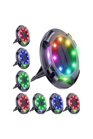 Mobgift 4'lü Solar Panelli Kazıklı Zemin Solar Ledi 8+4 Led Çok Renkli