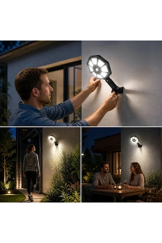 168b Solar Led Büyük Dış Mekân Lambası, Hareket Sensörlü, Kumandalı, 3 Modlu Ultra Parlak Cob Işık, Diğer