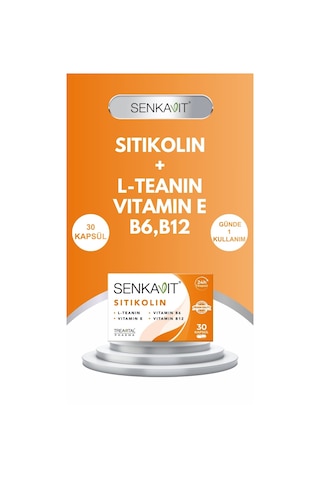 Senkavit Sitikolin L-Teanin ve Vitamin E İçeren Takviye Edici Gıda 2 x 30 Kapsül