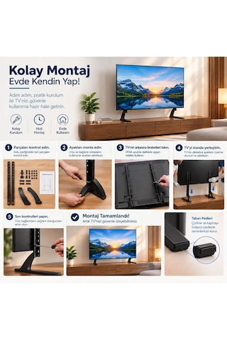 Omniax 37''- 80''arası Uyumlu Tv Standı Lcd Led Tv Ayagı Masa Üstü Kullanım
