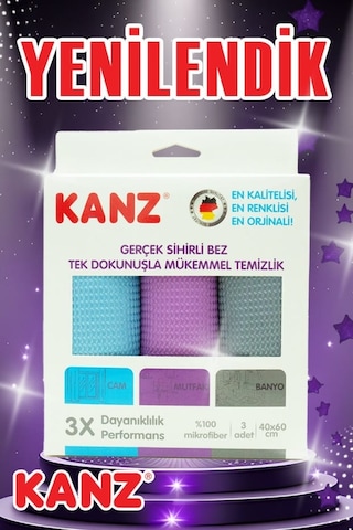 Kanz Microfiber Temizlik Bezi 3'lü 40 x 60 CM