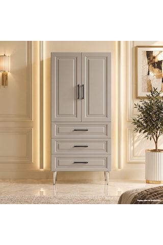 Ravello Çok Amaçlı Dolap 60 Cm 2 Kapak 3 Çekmece Soft Kaşmir - Çok Amaçlı Erzak Dolabı Bej