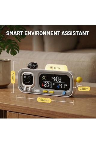 Atuman Mood-a Akıllı Termometre Higrometre Saat Retro Piksel Ekranlı Sıcaklık Nem Ölçer, Usb Şarjlı Masaüstü Akıllı Oda Monitörü, Animasyonlu Dekoratif Ev & Ofis Cihazı Hediyelik Süs Siyah