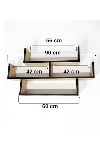 Modern 3'lü Duvar Rafı Seti - Safir Meşe & Beyaz