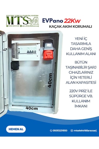 22 Kw 5 32 Schneider Kaçak Akım Roleli 60 40 20 Cm İp66 Hallogen Free Abs Taşınabilir Elektrikli Araç Şarj Cihazı Kombinasyon Kutusu Panosu Dış Ortama Uygun 22kw 11-22kw