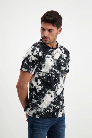 Rich Siyah Desenli Erkek Bisiklet Yaka T-shirt SIYAH