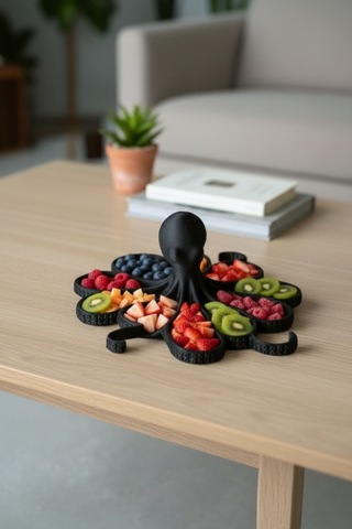 Oxyteez Ahtapot Tasarımlı Dekoratif Stand Siyah Renk Reçine Tasarım Ev Ve Ofis Dekorasyonu