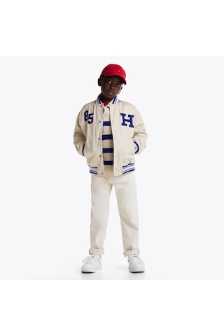 Tommy Hilfiger Twill Badge Varsity Çocuk Bej Ceket Kb0kb09367 Bej