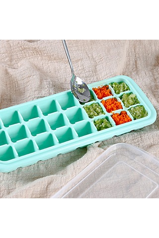 Lemestar 24 Hücre Silikon Buzluk, Ev Ve Bar Kullanıma Uygun, Kapaklı Buz Şekillendirici, Yeşil Renkli Çok Renkli