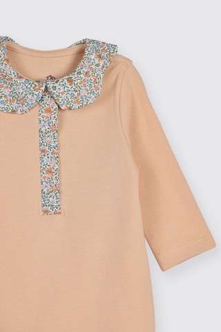 Panço Liberty Kumaş Yakası Çiçek Detaylı Yenidoğan Tulum Pembe 5611GN30001