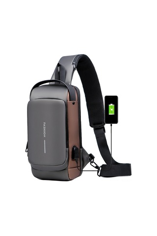 Sırt Çantası, Hırsızlığa Karşı Koruma, Omuz Göğüs Çantası, Günlük Yürüyüş Sırt Çantası, Su Geçirmez, Erkekler Ve Kadınlar İçin Usb Şarj Portlu Gri - Kahverengi