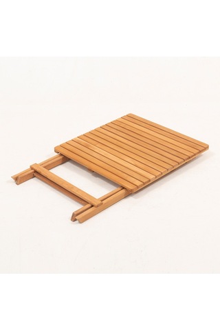 Meya Dekor Minderli Loretta Masa Sandalye Seti 2+1 Ahşap Bahçe Balkon Teras Katlanır Set 60x60 Masa Ahşap