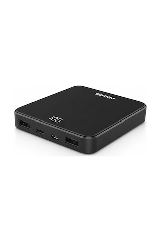 Philips Dlp7717nb/00 10000mah Powerbank 2 Usb Çıkışlı Lcd Göstergeli Taşınabilir Şarj Cihazı Siyah
