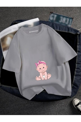 Benroma Hamile Pembe Bebek Baskılı Tisort